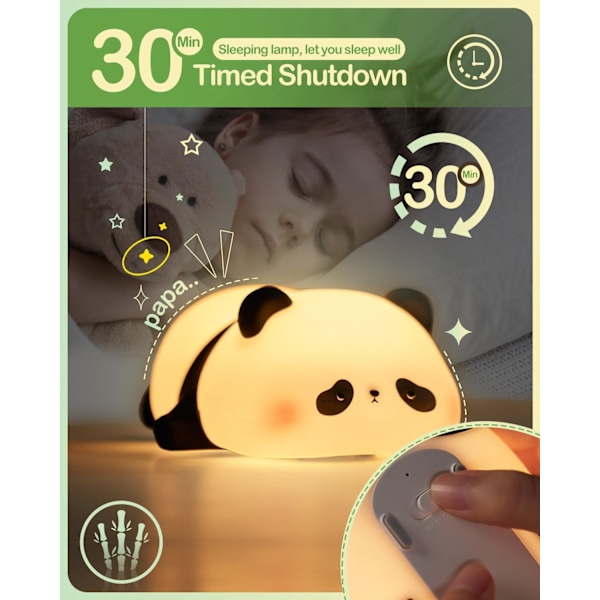 Sød Panda Natlampe, LED Blød Nyhedsdyr Natlampe, Amning Toddler Baby Børn Dekoration, Seje Gaver Børn