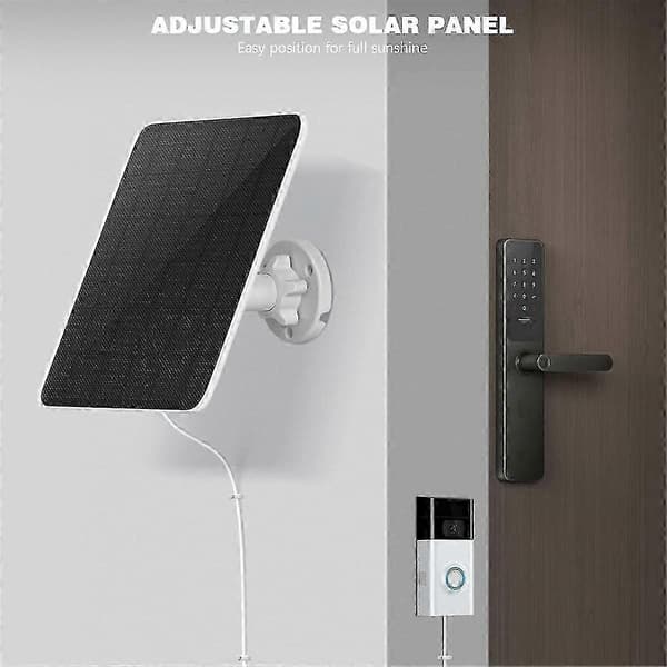 Solcellepanel for Ring dørklokke, 5W solcellepanel for Ring Video Doorbell 2, Video Doorbell 3, Video DoBlack White 0,5 5