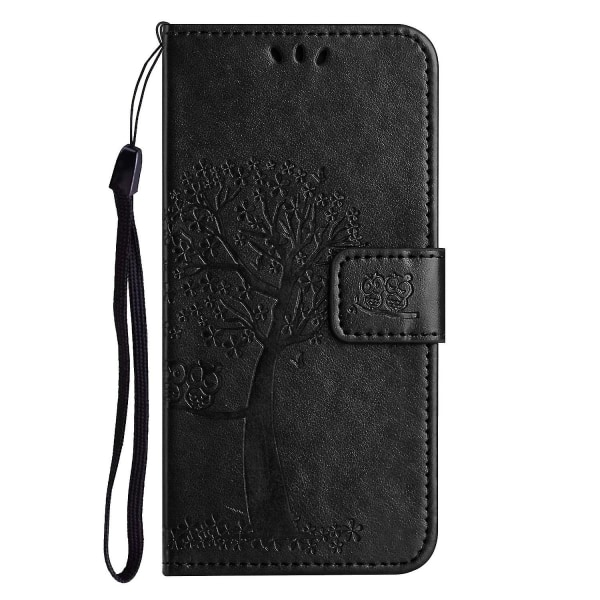 For Honor X6a 4g Owl Tree painettu Pu-nahkainen case Täysin suojattu puhelimen cover Black