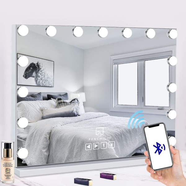 Bebetter Hollywood Mirror Usb Makeup med lys tent 10 pærer 3 lysmoduser Bordplate Veggmontert Cosm Bare inkludert lys
