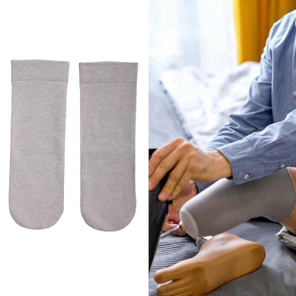 2 stk. Amputationsstrømper Elastisk Beskyttelsesærme Bløde Fortykket Protesestrømper Khaki 45cm