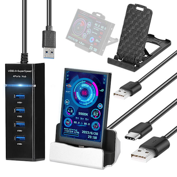 3,5 tommer Ips skærm Usb sekundær skærm Computere Cpu Gpu Ram HDD skærm Tid Dato Visning Vandret lodret skærmkontakt