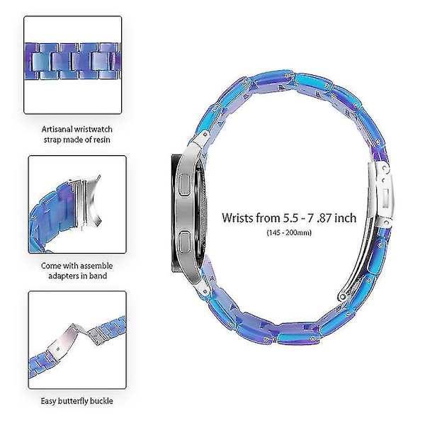 Til Samsung Galaxy Watch 5 40 mm / 44 mm / Watch 5 Pro 45 mm Resin urbånd i rustfrit stål med spændearmbånd Blue   Purple