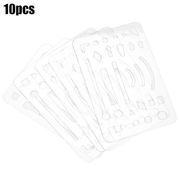 10 stk 27 Hull Slettebeskytter Multifunksjonell Teknisk Tegnemal Mønsterlinjal Transparent