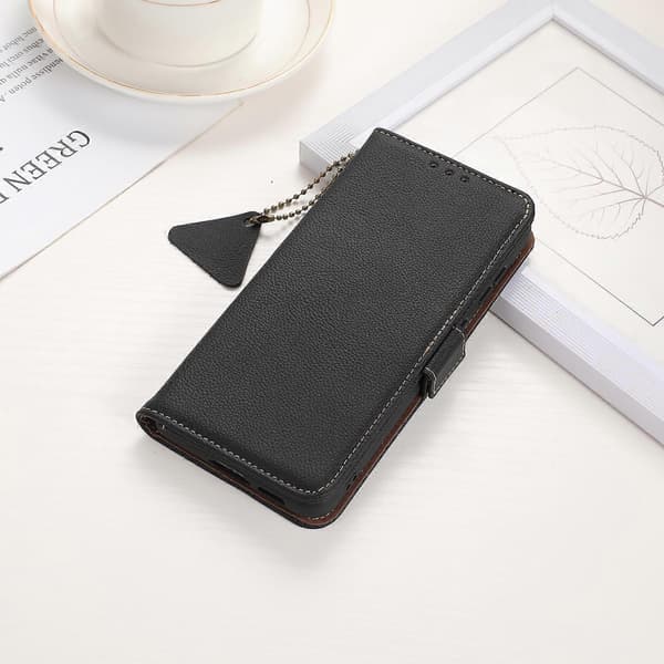 Sidomagnetiskt TJ Läder RFID-telefonfodral för Redmi Note 14 5G Black