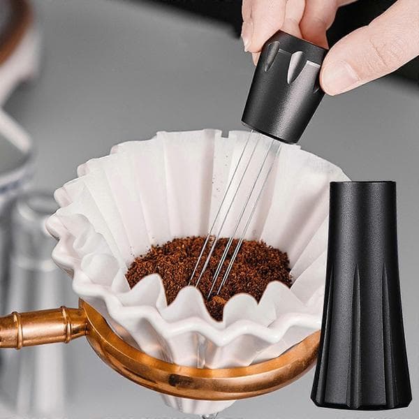 Rørepind, kaffedistributør, håndrøreværktøj, bærbar espresso Black