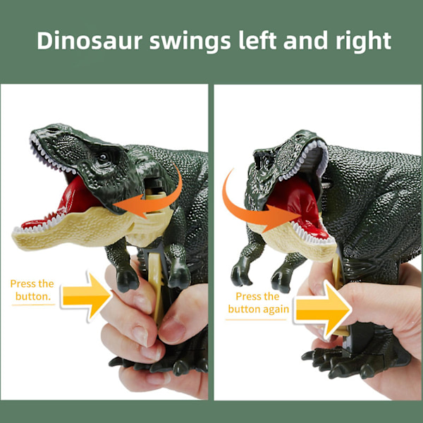 Tryk på dinosaurlegetøj, tryk på vibrerende hovedhale dinosaurlegetøj med lydeffekter, bevægeligt dinosaur fidgetlegetøj, dekompressions dinosaurlegetøj