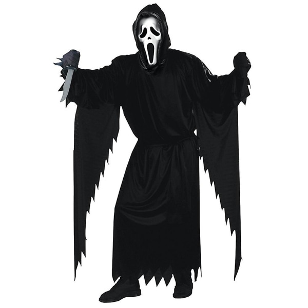 Barn Pojke Flickor Scream Cosplay Kostym Spöke Halloween Fancy Dress Outfit Med Mask 5-7 Years