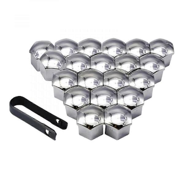 20 hjulmøtrikdæksler til bil, rustfri, sølv, 17 mm. Sølv 17mm Silver 17mm Optional