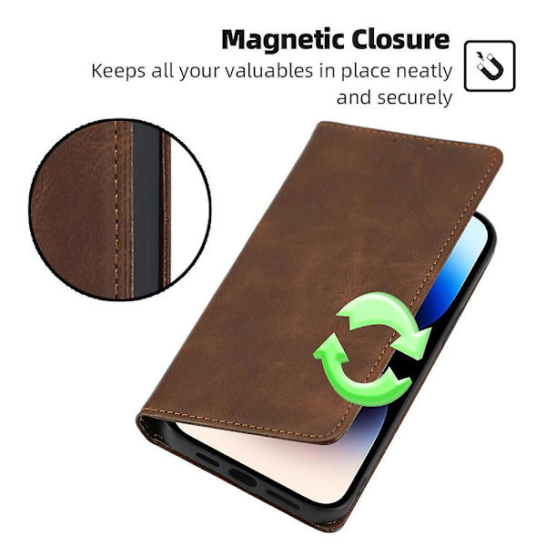 For Honor X7a 5G Calf Texture Phone Case Magnetisk Autoabsorberet Pung Læder Stand Cover-Brun Brown, Brown Style E Honor X7a 5G