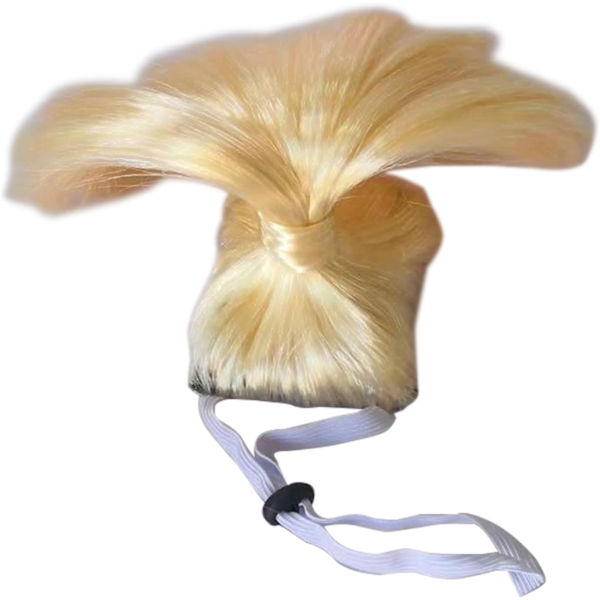 Blond hästsvans peruk för husdjur, med justerbara elastiska band Kreativa peruker för husdjur Hund katt cosplay peruker Husdjurskläder Husdjurshuvudbonader Kläder Leksak #1