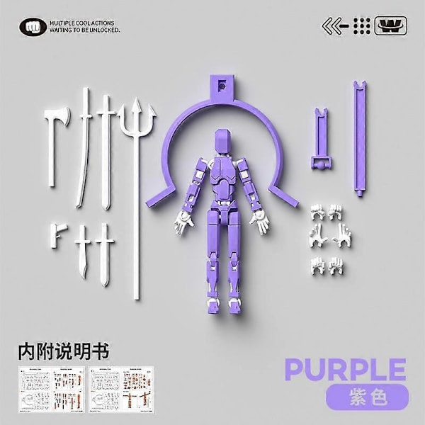 Dummy13 Magnetisk Actionfigur Set, 3D Magnetisk Actionfigur Set Purple White