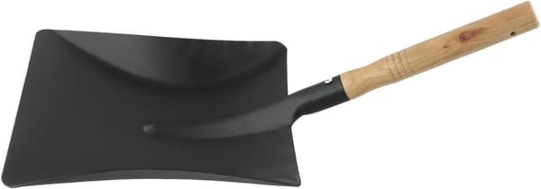 Ildstedsskovl, træhåndtag, metalskovl til aske, til have, ovne, grill