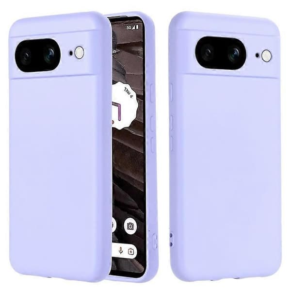 Kompatibel med Google Pixel 8 Anti-Fingeravtryck Mobilskal Flytande Silikon+Mjukt Foder Telefonfodral Baksida Purple