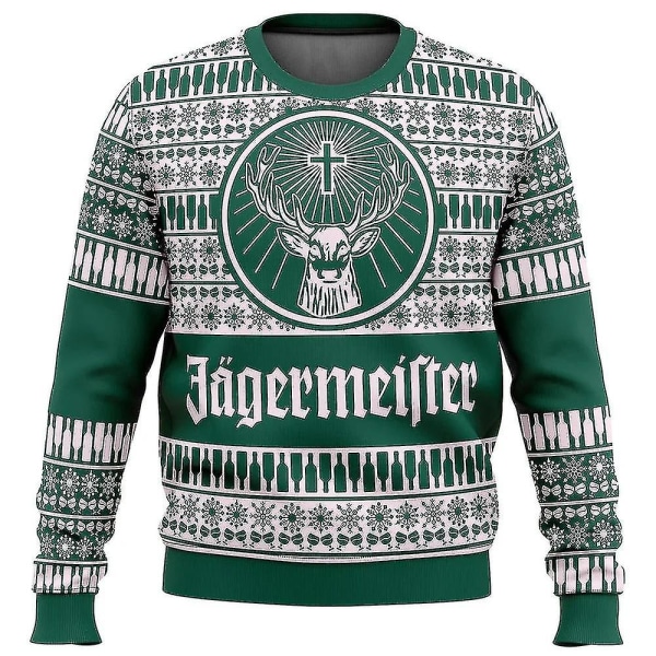 2024 Bebetter Jagermeister Ugly Christmas Genser Pullover Herre 3d Sweatshirt Overdeler Høst Og Vinter Klær A 1 S