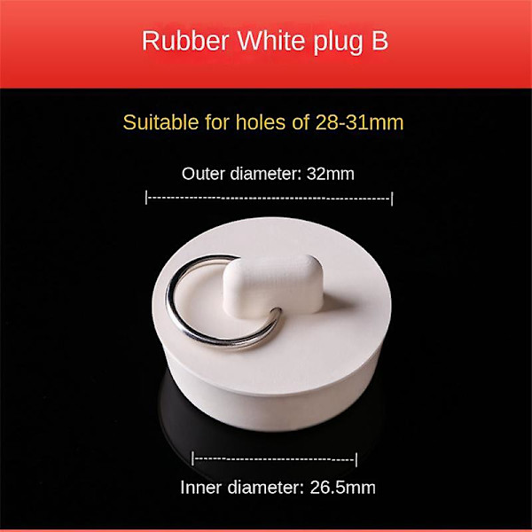 1 stk gummi badekarpropp med kjede 23-52mm avløpsstopper gummi vask propp avløp med trekkring for badekar vaskerom vask 26.5mm