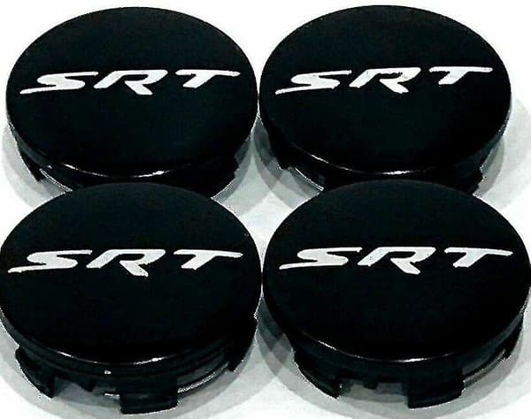 4 stk. Srt Hjulkapsler Senterkopper 2,5\" For Dodage Challenger Charger Svart & Sølv