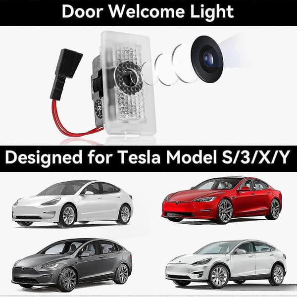 Tesla Model 3 Model Y Model S Model X Dörrlogoprojektorlampa, 4 st/förpackning