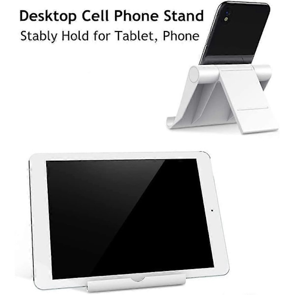 Wabjtam Foldbart Telefonstativ Telefonbase, Multi-vinkel Universal Justerbart Tabletstativ (hvid)