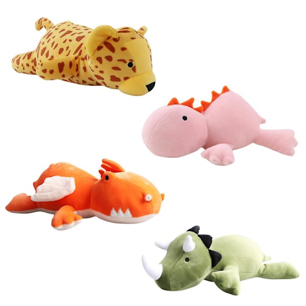 Dinosaur Vektet Bomullsdinosaur Søt Triceratops Plussjeleketøy 38cm 38cm Orange Leopard