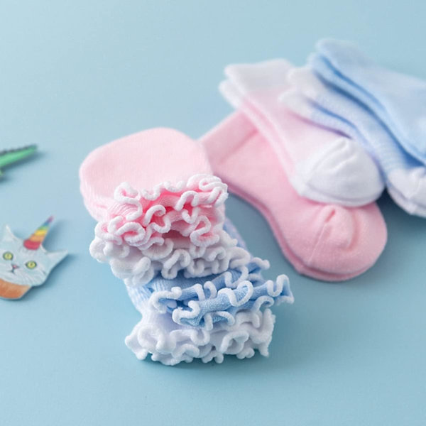 4 par för vantar Bomull Baby Ansikte anti-scratch Blå Nyfödd Scratch Maternal Strumpor Bär Barn Anti- Supplies Lovely