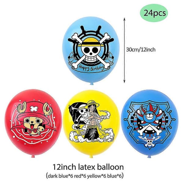 One Piece Monkey D Luffy Børnefødselsdagsdekoration Balloner Kagepynt Bannere Sæt
