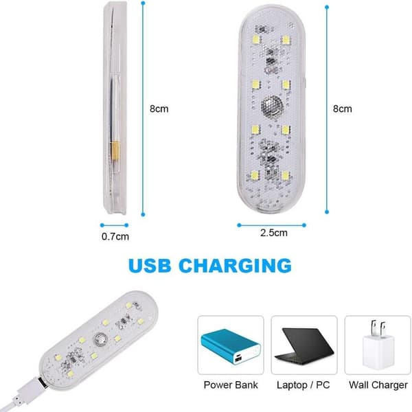 Billampen innvendig belysning, 2 stk 8 LED hvitt lys touch switch bil Interiør