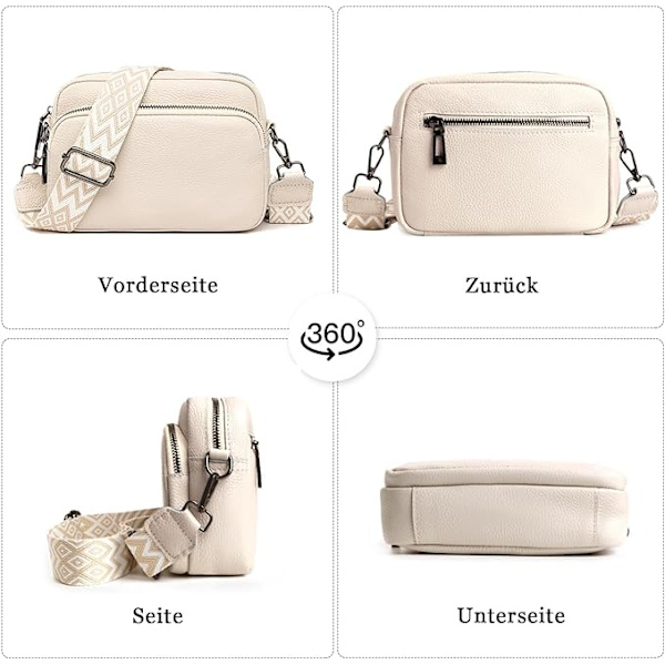 Crossbody-taske til kvinder, lille, skuldertaske til kvinder med bred rem, moderne justerbar rem, håndtasker i læder med lynlås