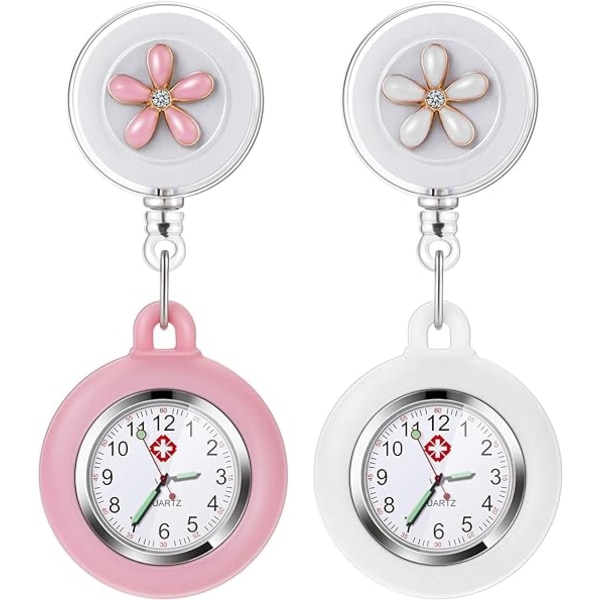 Fob-ur, sygeplejerske-ur, tilbagetrækkelige clip-on-hængende revers-ure, silikone-cover sygeplejerske-ur med broche, sygeplejersker-fob-ure til kvinder
