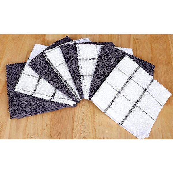 8-pak Terry Opvaskeklude | 30 x 30 cm | Holdbare, Super Bløde og Absorberende | Bomuldsopvaskeklude | Perfekt til Husholdnings- og Kommerciel Brug | Sort