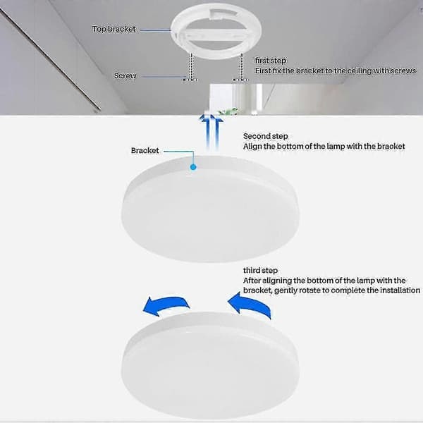 LED taklampe med 12W bevegelsessensor, lyd- og lysstyring, induksjon taklampe