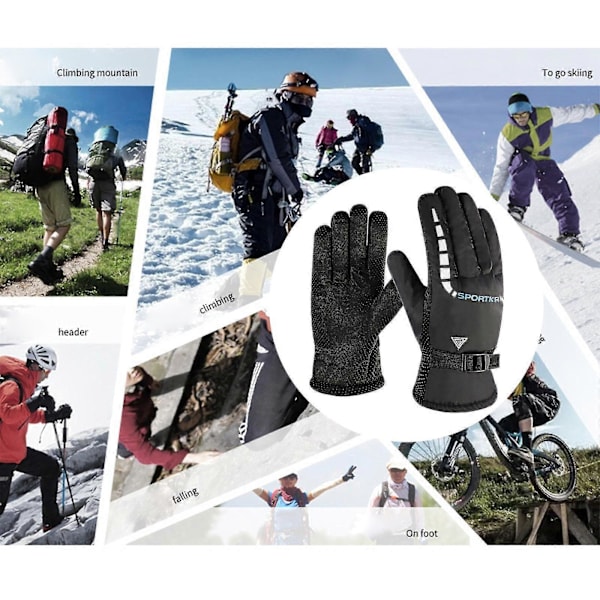 Cykelhandsker Vinter Vandtætte Touchscreen Snowboard Handsker Varme Vinter Sne Handsker til Koldt Vejr Blue