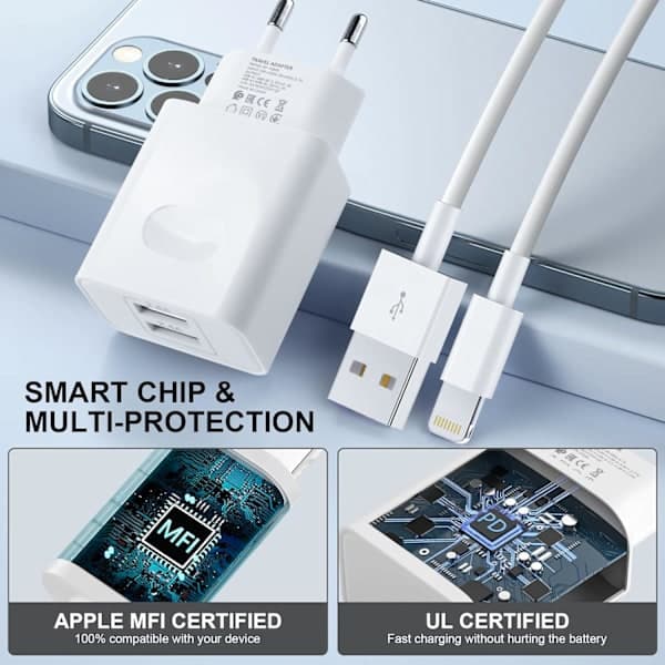 2-pack - Laturi iPhonelle - Pikalaturi - Adapteri + Kaapeli 20W Valkoinen one size iPhone 3-Pack iPhone 3-Pack iPhone iPhone 2-Pack