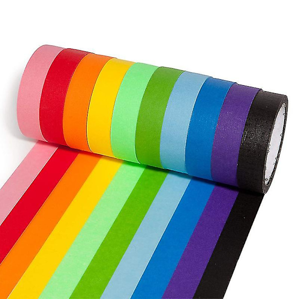 10 kpl 10 väriä 20 m värillinen peittoteippi Rainbow Color Easy Tear kodinsisustustoimistotarvikkeet