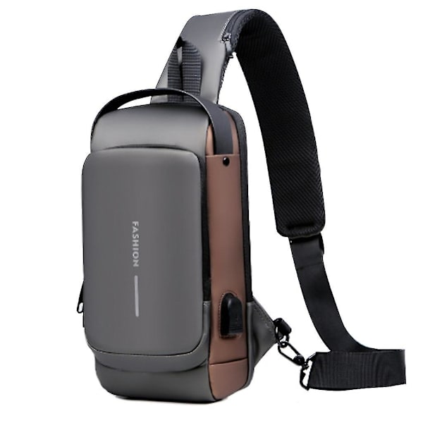 Mænd Brysttaske Taljetaske med USB-opladningsport Kombinationslås Sling Bag