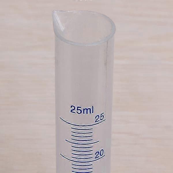 25 ml läpinäkyvä muovinen mittalasi