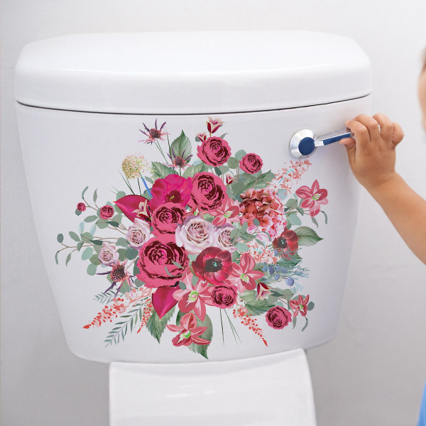 Tyuhen wc-tarra Vahva tarttuva eloisa väri kukkakuviotarra Irrotettava seinätarra kotikylpyhuoneeseen