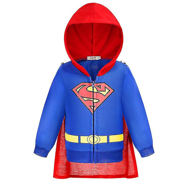 Poikien Spider-man-hupullinen takki 3-8-vuotiaille lasten vetoketjullinen huppari Blue Superman 130