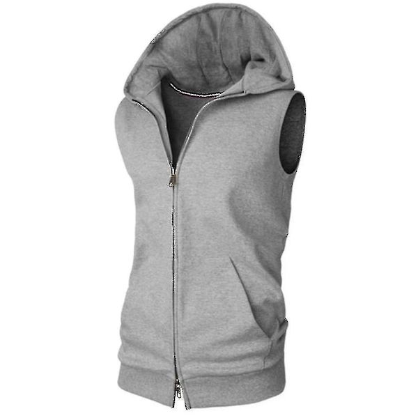 Miesten hihaton huppari vetoketjullinen huppari Top Gym Sport Gilet -takki Grey 3XL