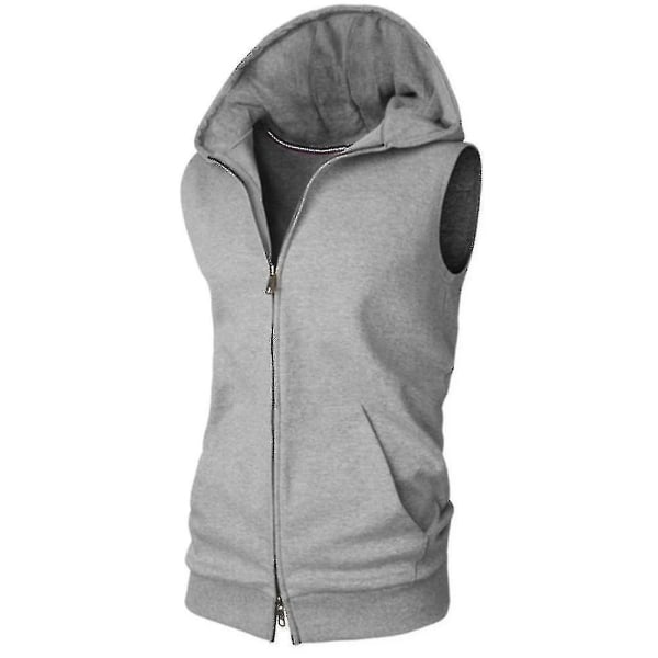 Miesten hihaton huppari vetoketjullinen huppari Top Gym Sport Gilet -takki Grey S