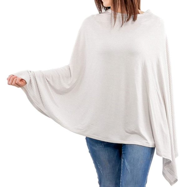 Ammedekke i bomull for amming, svært elastisk, babyhette Gray strip