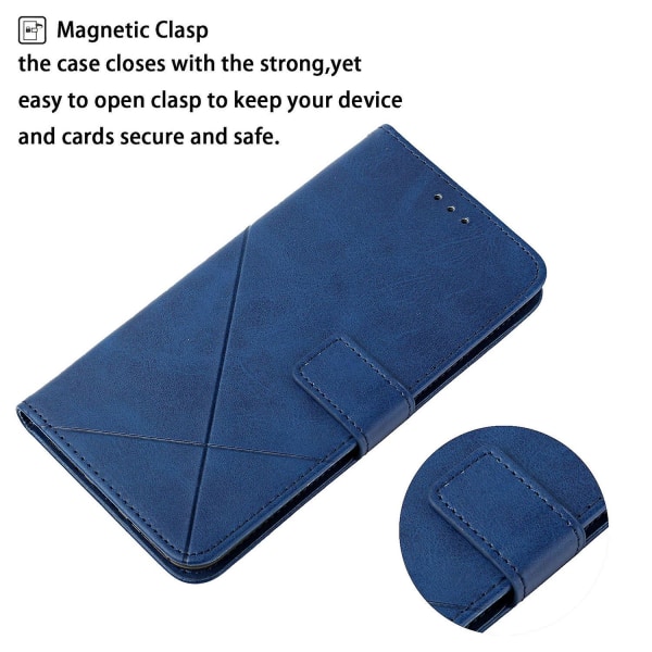 Til Samsung Galaxy A15 5G deksel i ensfarget lommebok i skinn Blue Style C Samsung Galaxy A15 5G