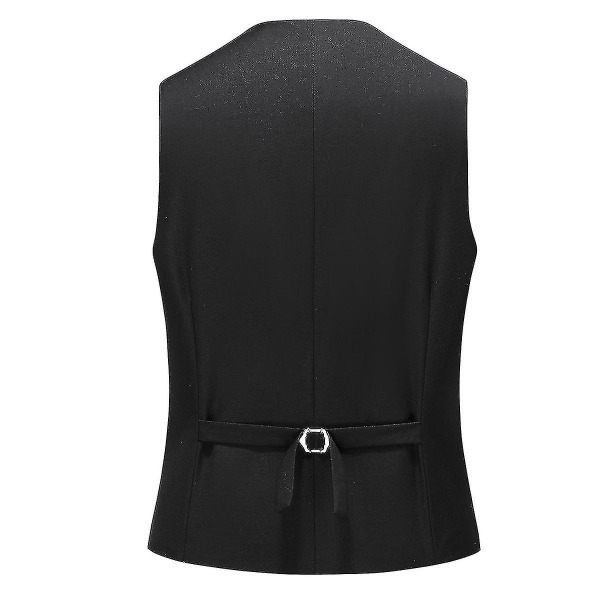 Bryllupsbankett for menn Formell dress Vest Business Slim ensfarget vest Black S