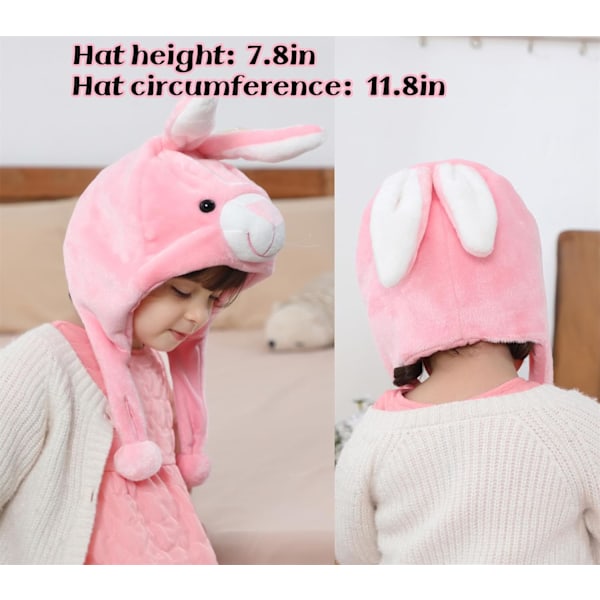 Vinter Unisex Pludset Dyr Hat Børn Piger Drenge Sød Sjov Dyr Ansigt Halloween Hat med Lange Øreklapper Julefest Rabbit