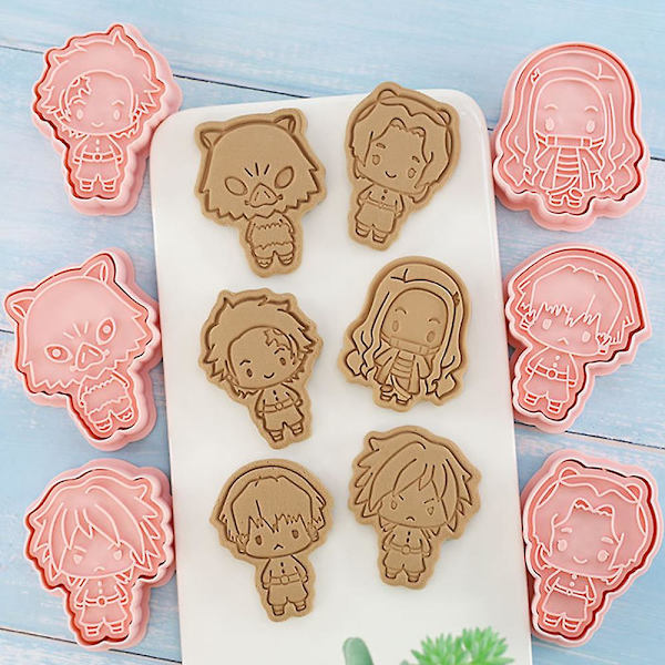 6pack Demon Slayer: Kimetsu No Yaiba Kakformar Söta Seriefigur Biscuitform Tårta Fondant Bakning DIY Dessertform Verktyg