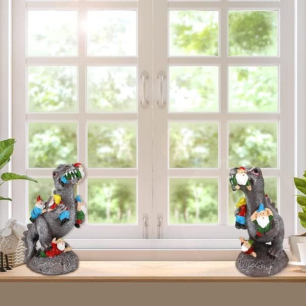 18 cm Dinosaurhagefigur for utendørs dekorasjon, pyntegjenstand til uteplass
