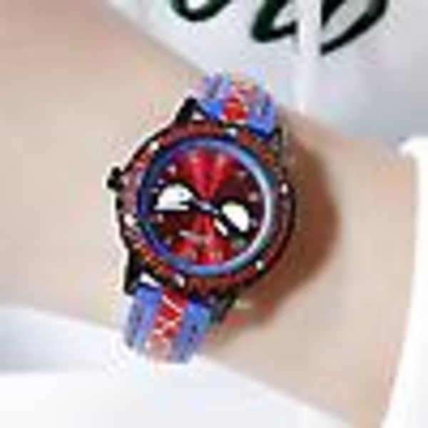 Barn Spiderman Luminous Armbandsur Analog Klockor Watch Blue Red