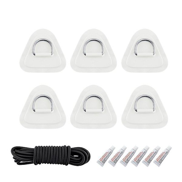 1 Set D-ring Pad PVC Patch Båt Däck Rigging 2,5m Elastisk Bungee Rep Kit För Stand Up Paddle Board Sup Däck Tillbehör Vit