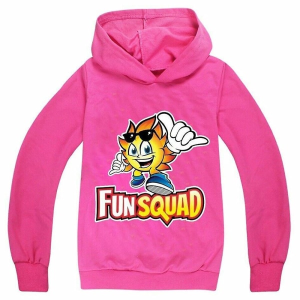 7-12 år Børn Drenge Piger Fun Squad Gaming Sweatshirt med hættetrøje Toppe Gaver Rose Red 11-12 Years