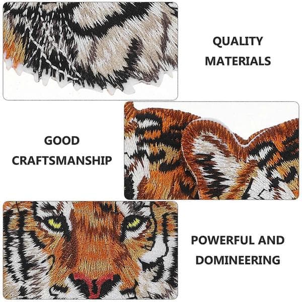 5 stk. polyester tigerhode-mønster kleslapper klesveskedekorasjoner